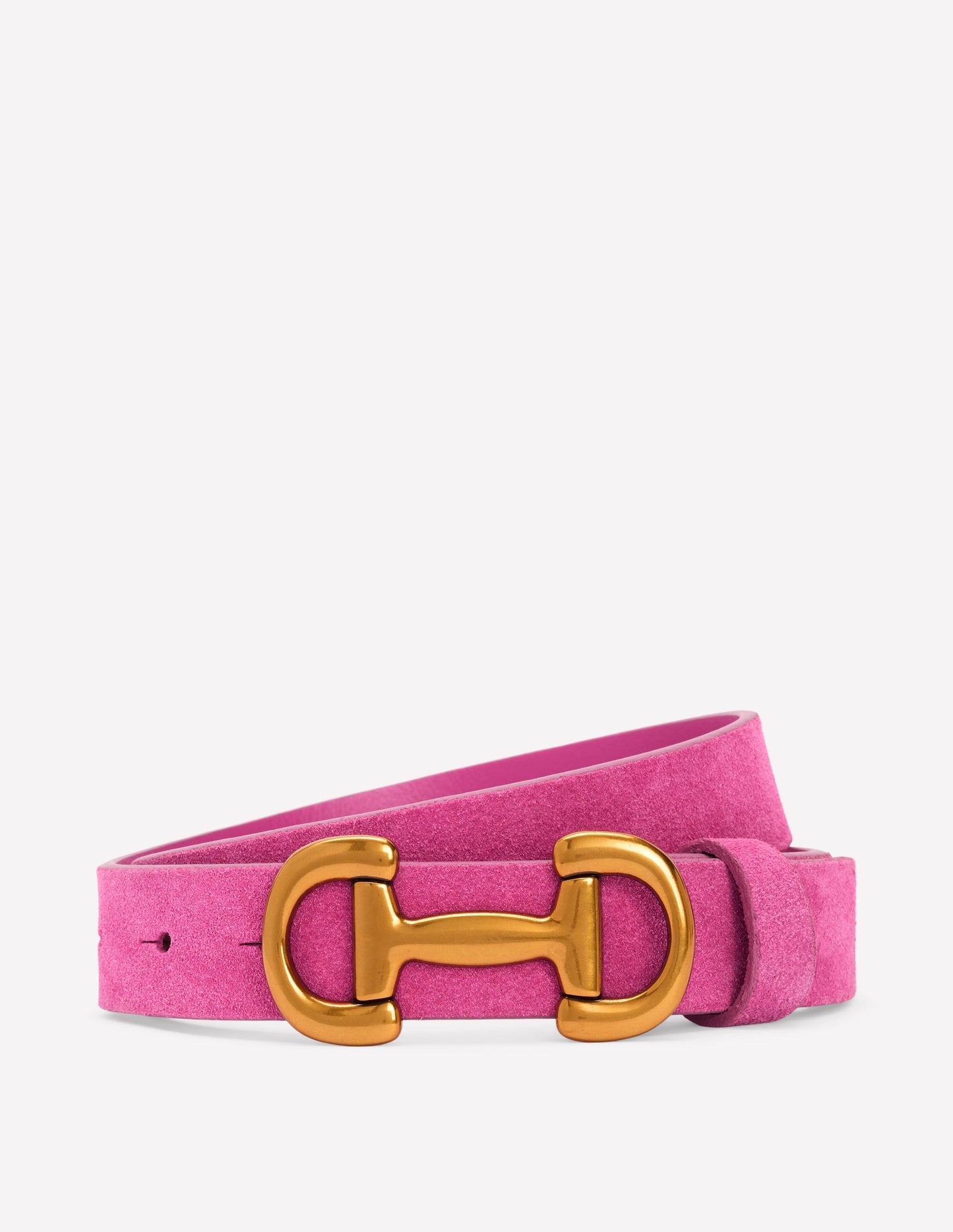 Iris Snaffle-Trim Leather Belt-Pink Peony