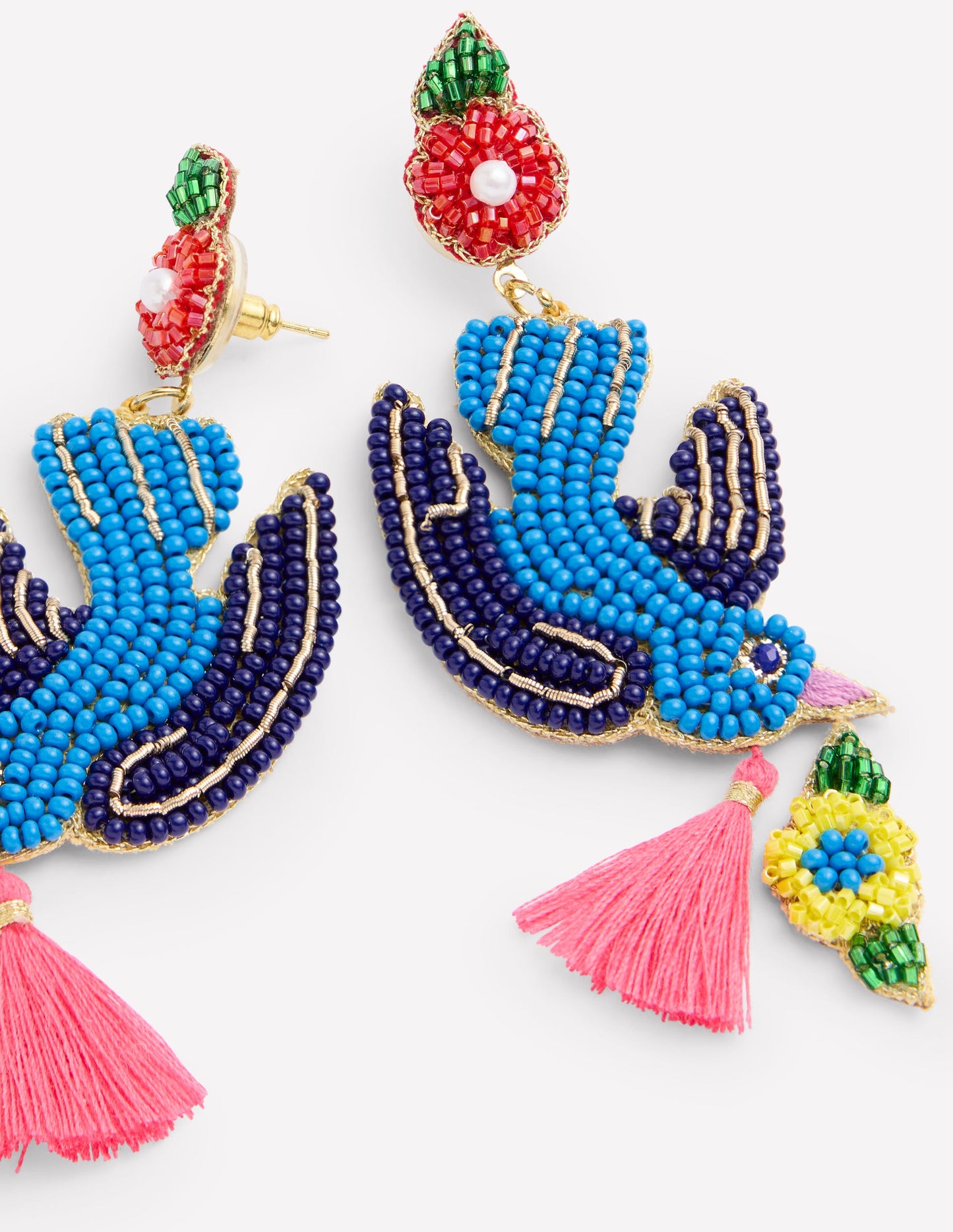 Beady Motif Earrings-Bird