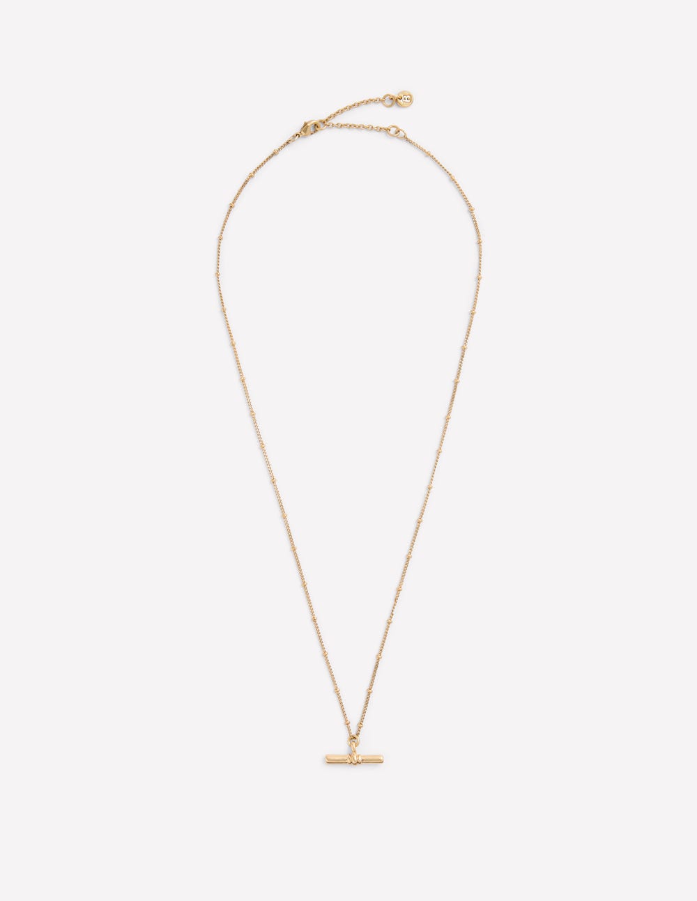 Fine T-Bar Pendant Necklace-Gold