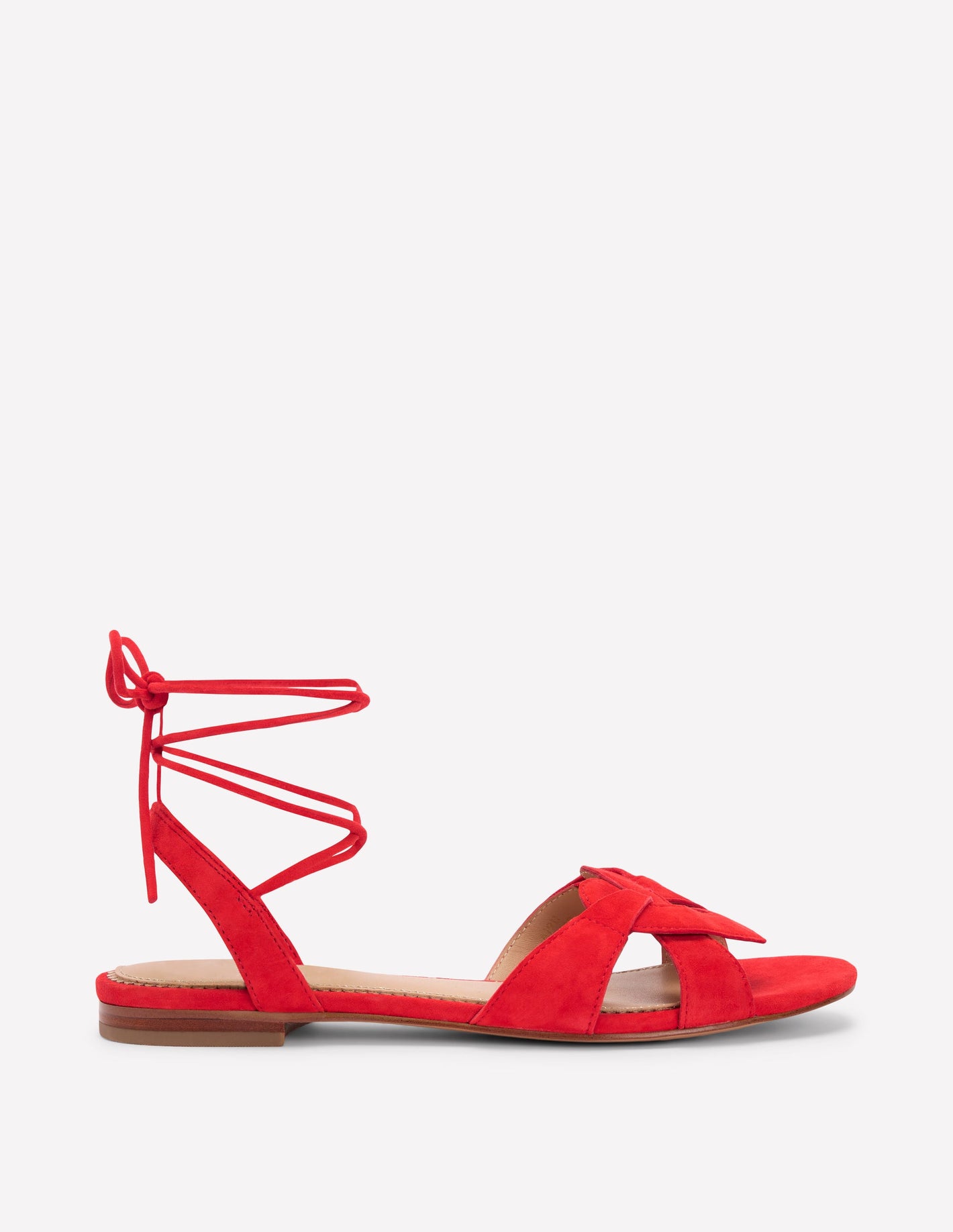 Heart Detail Flat Sandals-Post Box Red