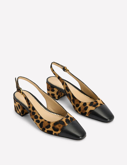 Ailsa Block Heel Slingbacks-Classic Leopard