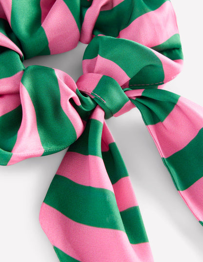 Scarf Scrunchie-Green/Pink Stripe