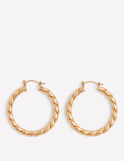 Large Chunky Twist Hoops-Gold