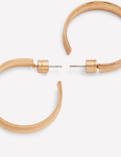 Small Hammered Hoop Earrings-Gold