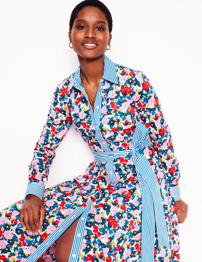 Amy Cotton Midi Shirt Dress-Multi, Painterly Meadow