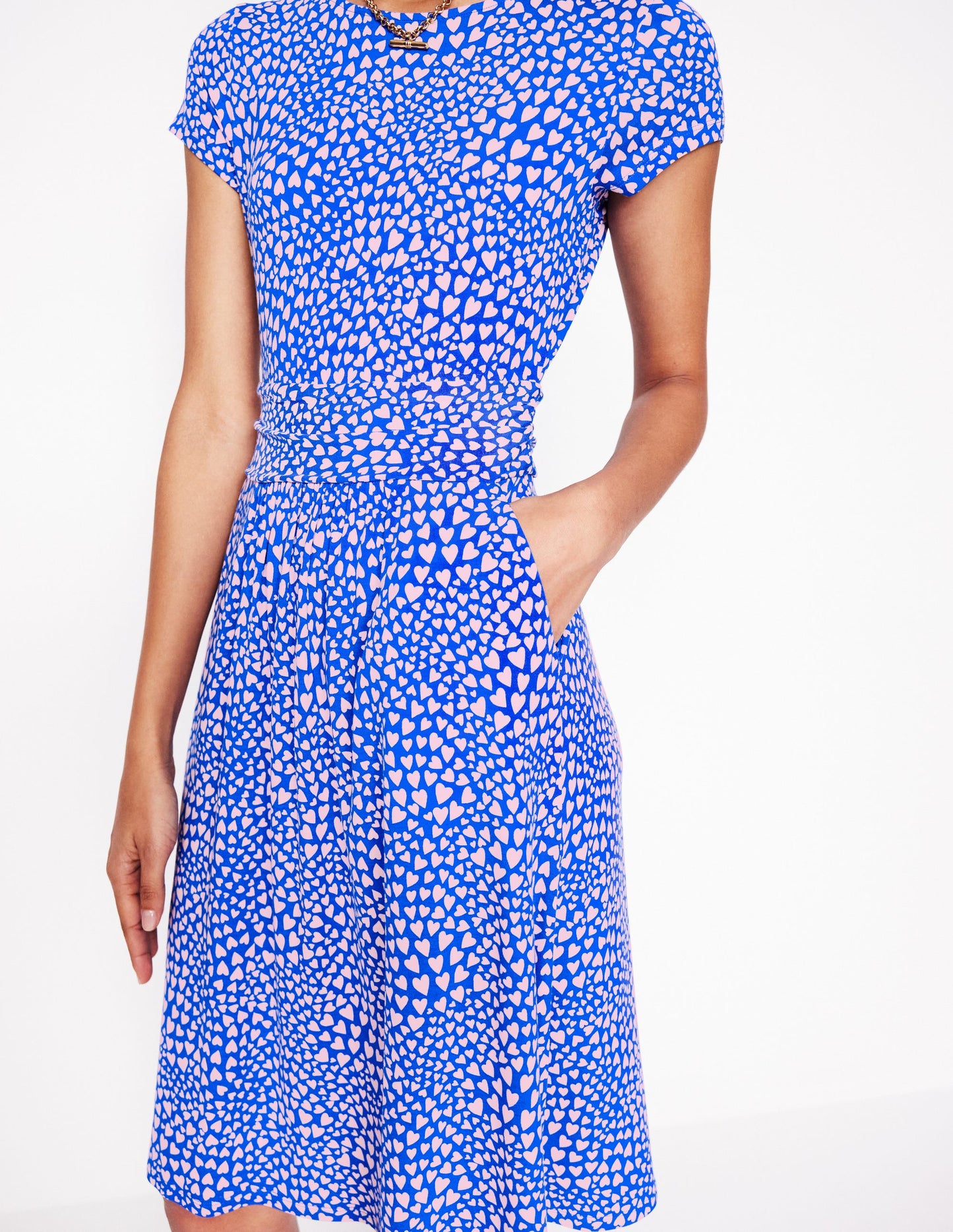 Amelie Jersey Dress-Gallery Blue, Heart Cluster