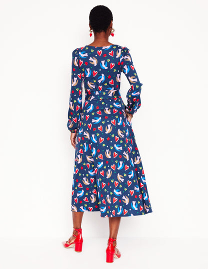 Leandra Jersey Midi Dress-French Navy, Heart Flutter