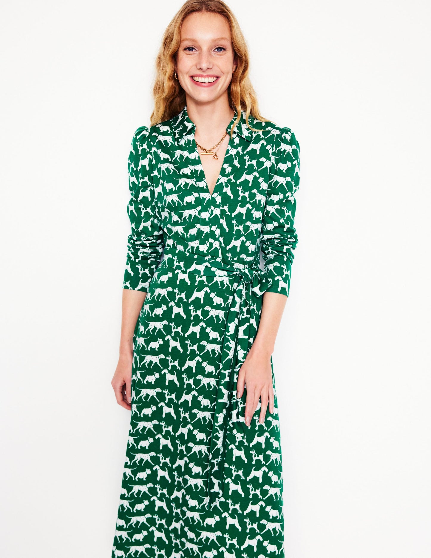 Imogen Collared Jersey Dress-Grass, Janet and Friends