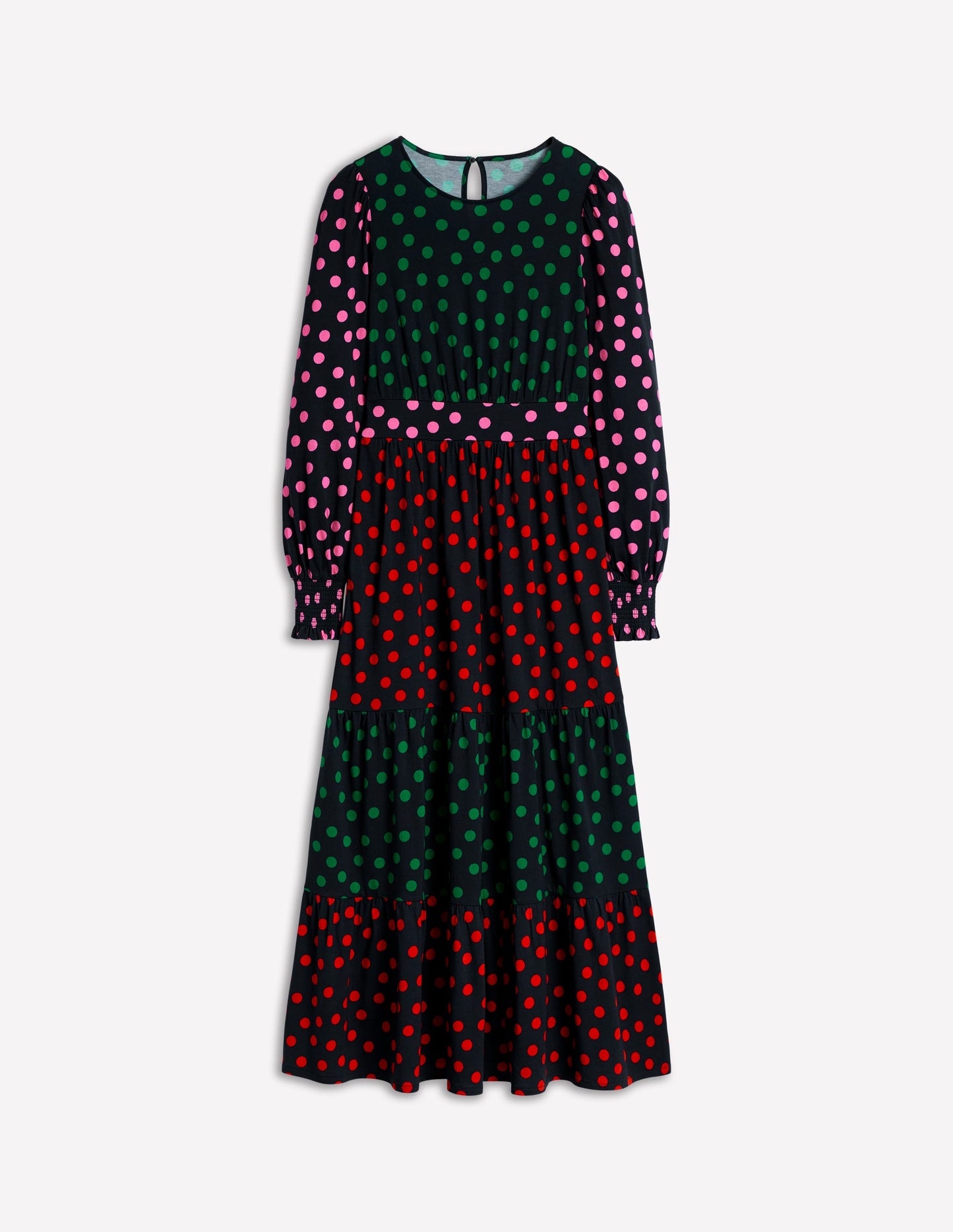 Tabitha Tiered Jersey Dress-Multi, Abstract Dot