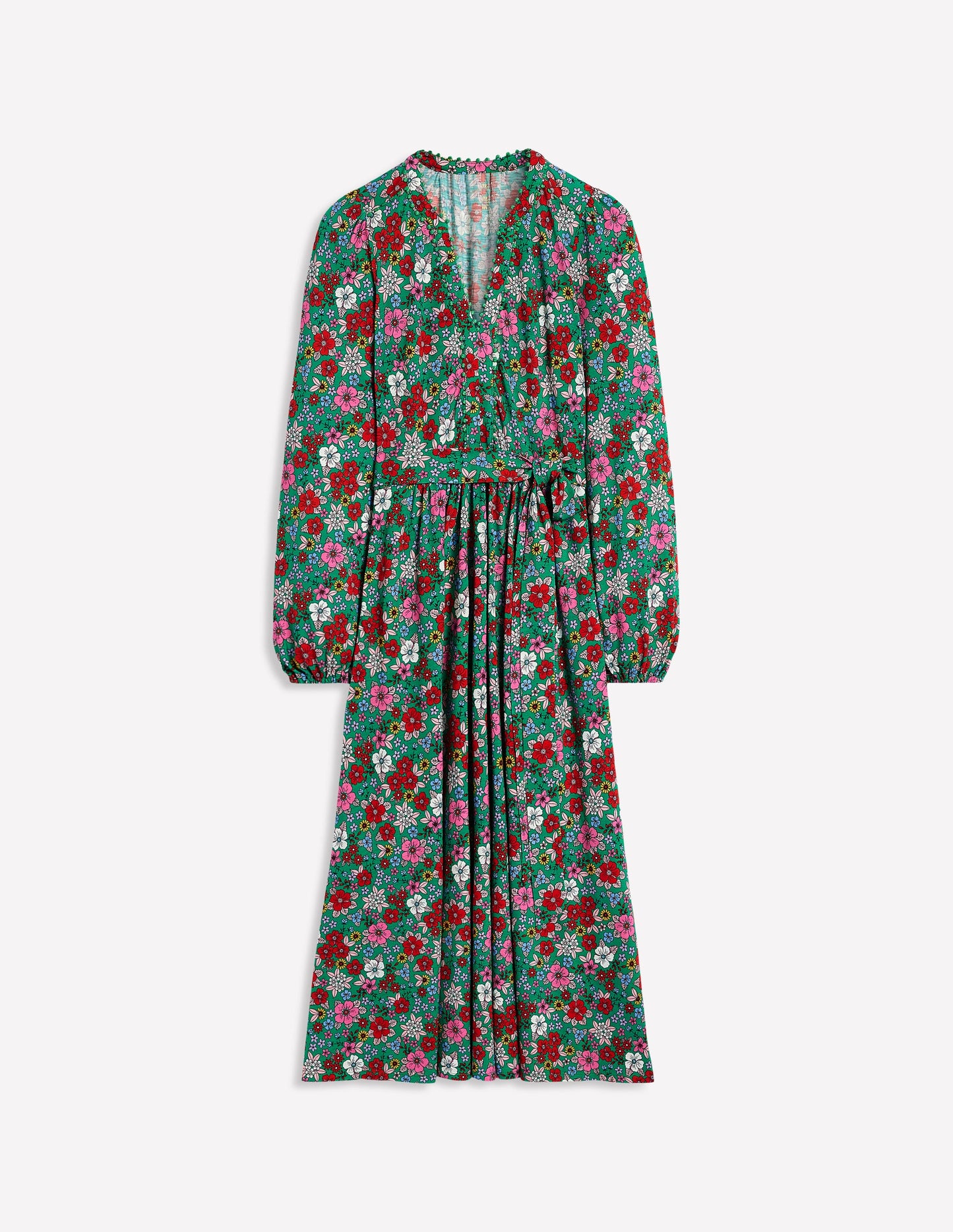 Maeve Trim Jersey Midi Dress-Rich Emerald, Blossom Scatter