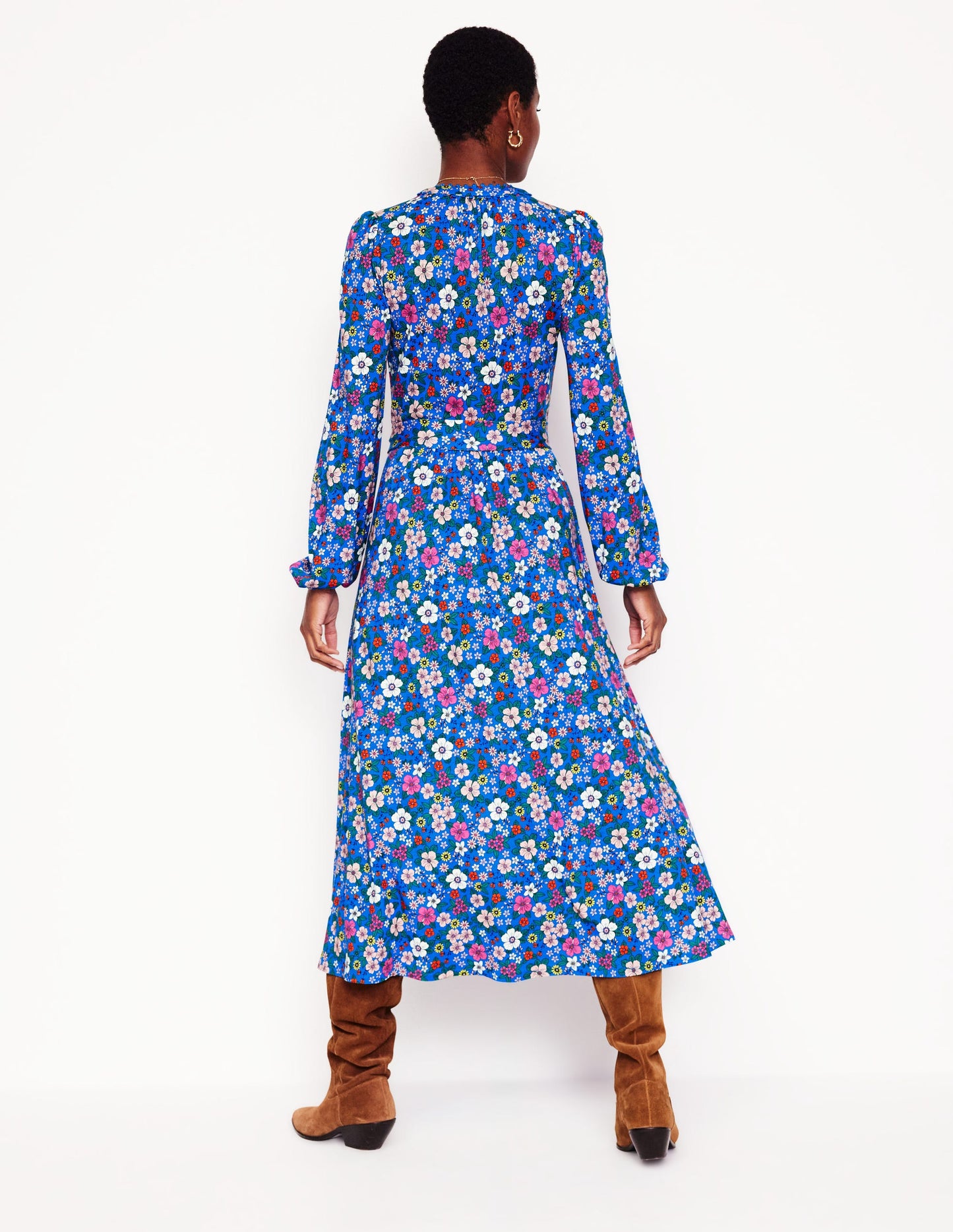 Maeve Trim Jersey Midi Dress-Gallery Blue, Blossom Scatter