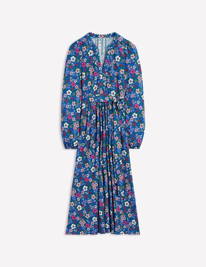 Maeve Trim Jersey Midi Dress-Gallery Blue, Blossom Scatter