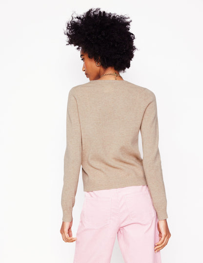 Eva Cashmere Crew Neck Jumper-Chinchilla Melange