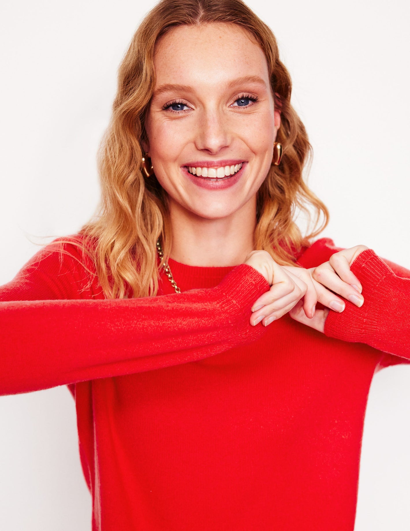 Eva Cashmere Crew Neck Sweater-Strawberry Tart Red