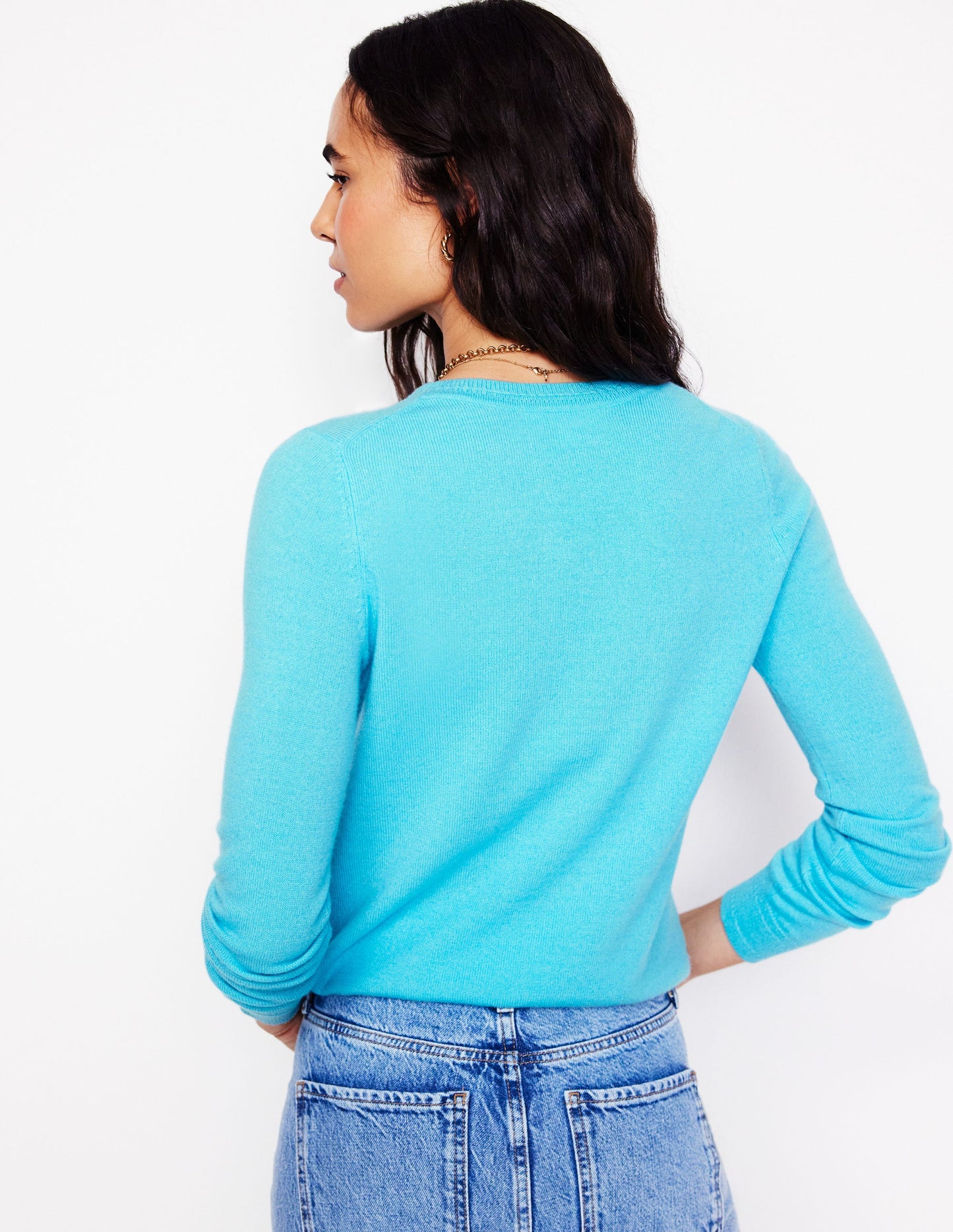 Eva Cashmere Crew Neck Jumper-Caribbean Blue