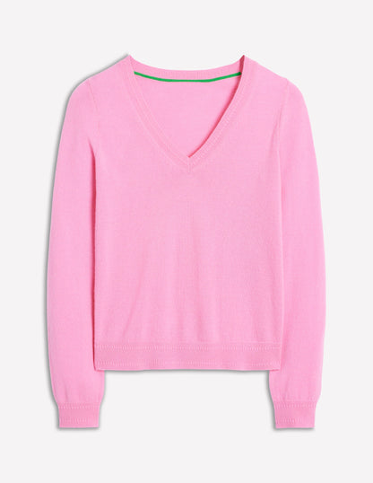 Eva Cashmere V-Neck Sweater-Meadowsweet Pink