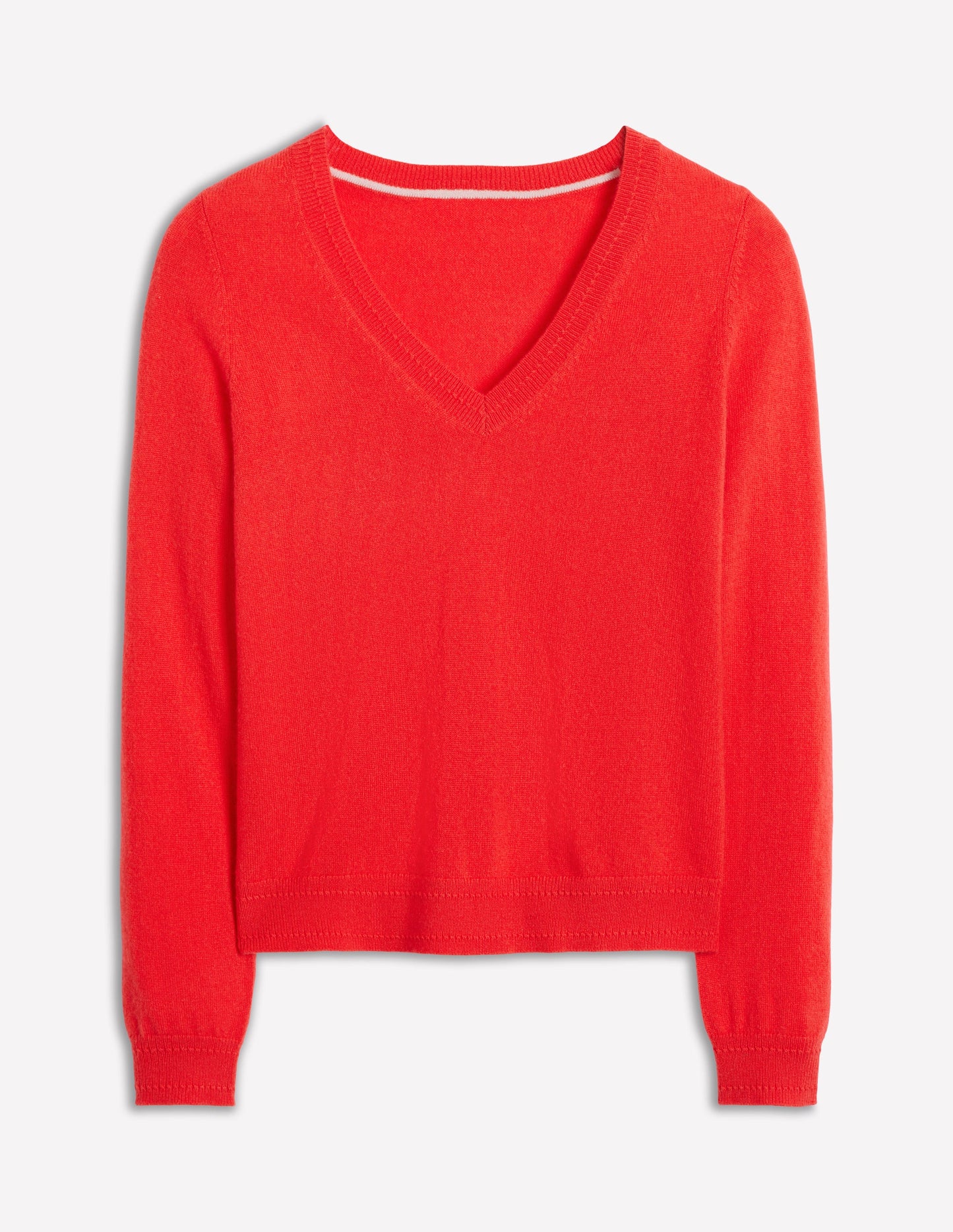 Eva Cashmere V-Neck Sweater-Strawberry Tart Red