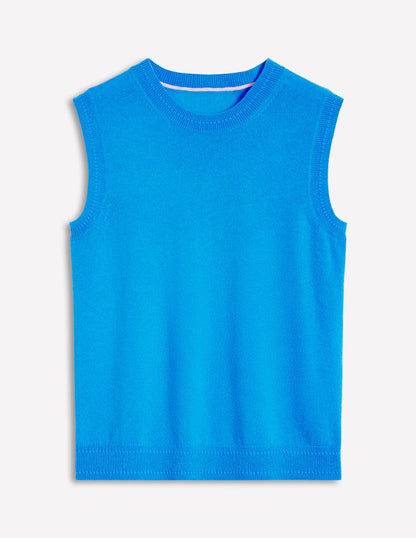 Eva Cashmere Vest-Cerulean Blue