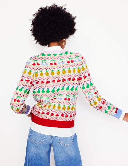 Edie Fair Isle Sweater-Ecru Marl, Fruit