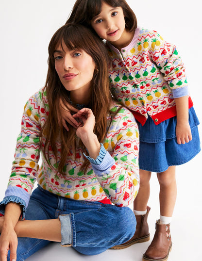 Edie Fair Isle Sweater-Ecru Marl, Fruit