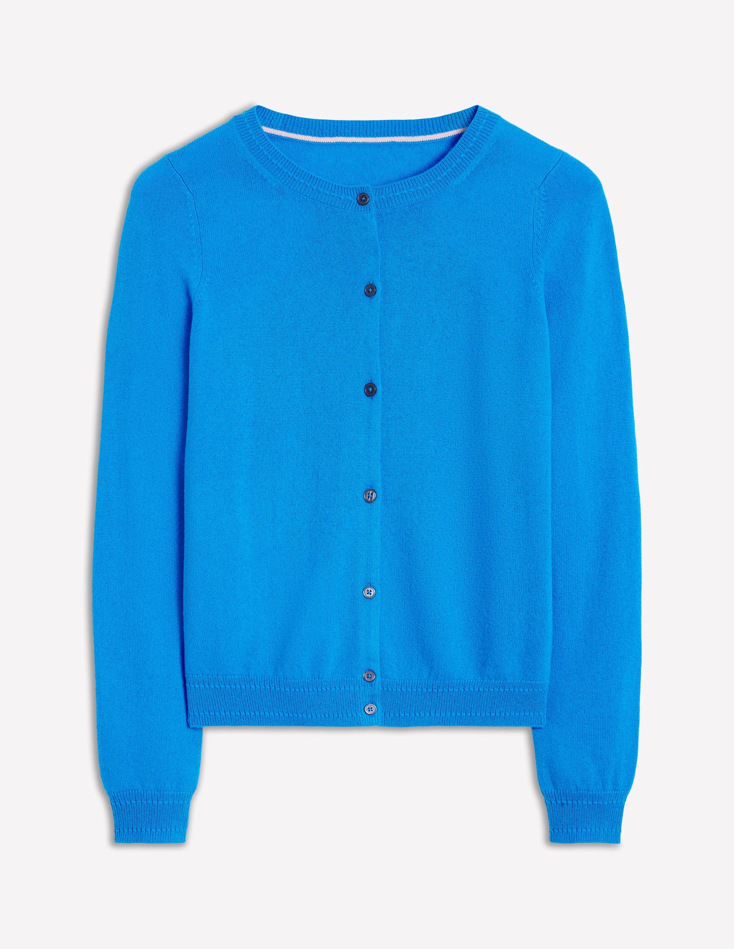 Eva Cashmere Crew Cardigan-Cerulean Blue