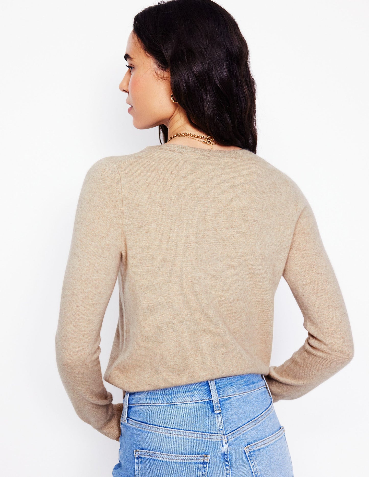 Eva Cashmere Crew Cardigan-Chinchilla Melange