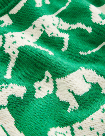 Heather Jacquard Sweater-Sapling Green, Dogs