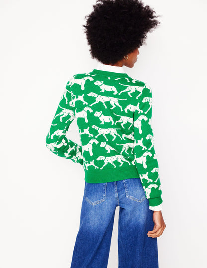 Heather Jacquard Sweater-Sapling Green, Dogs