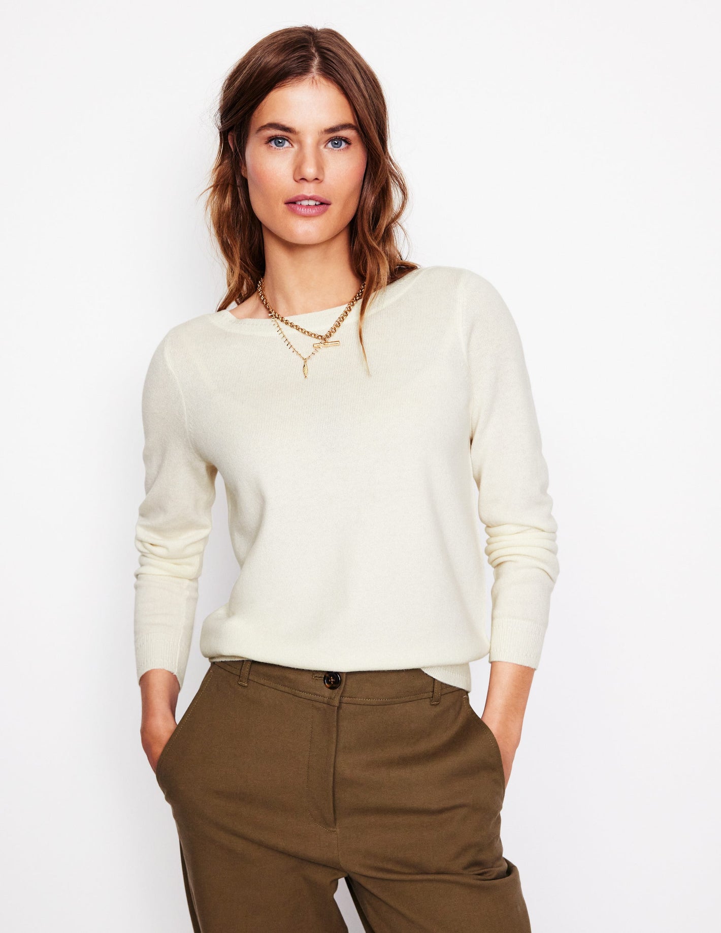 Eva Cashmere Boat Neck Sweater-Warm Ivory