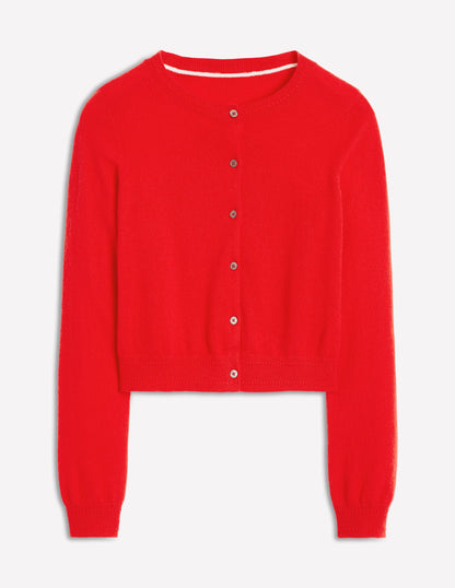 Eva Cashmere Cropped Cardigan-Poppy Red