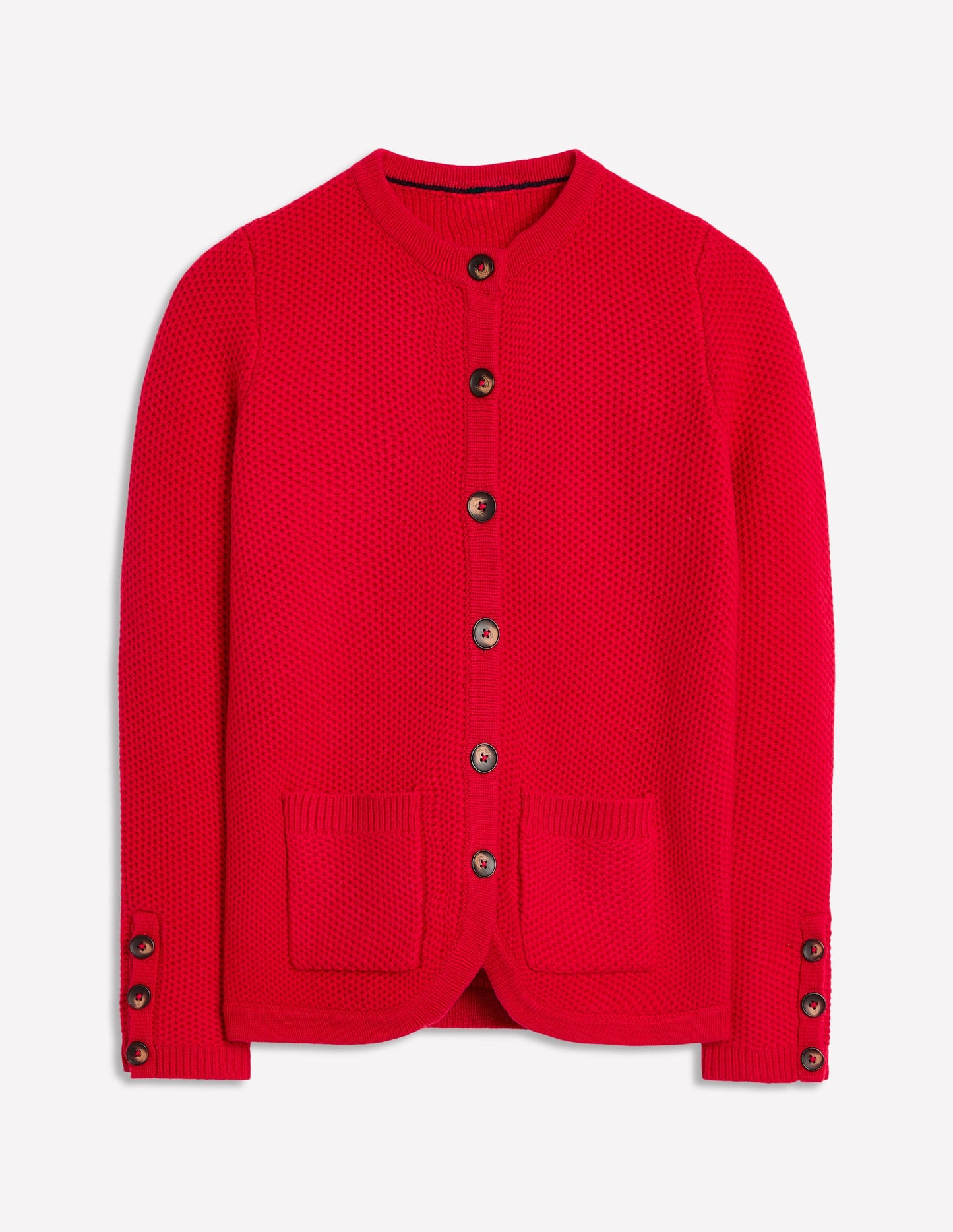 Textured Stitch Cardigan-Rouge Red