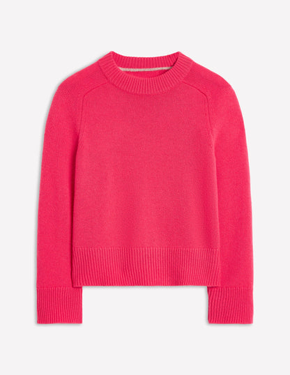 Wide Sleeve Cashmere Sweater-Camelia Pink