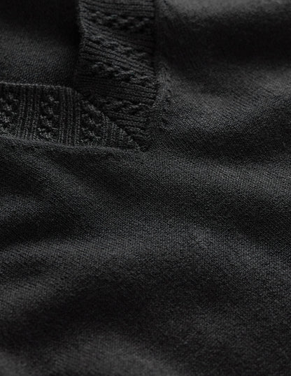 Emilia Cotton V Neck Sweater-Black