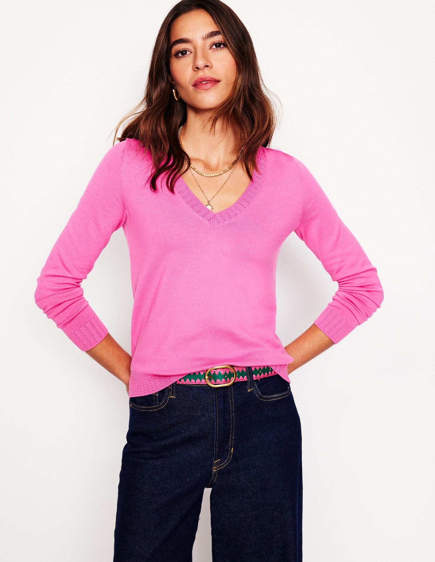 Emilia Cotton V Neck Sweater-Tickled Pink