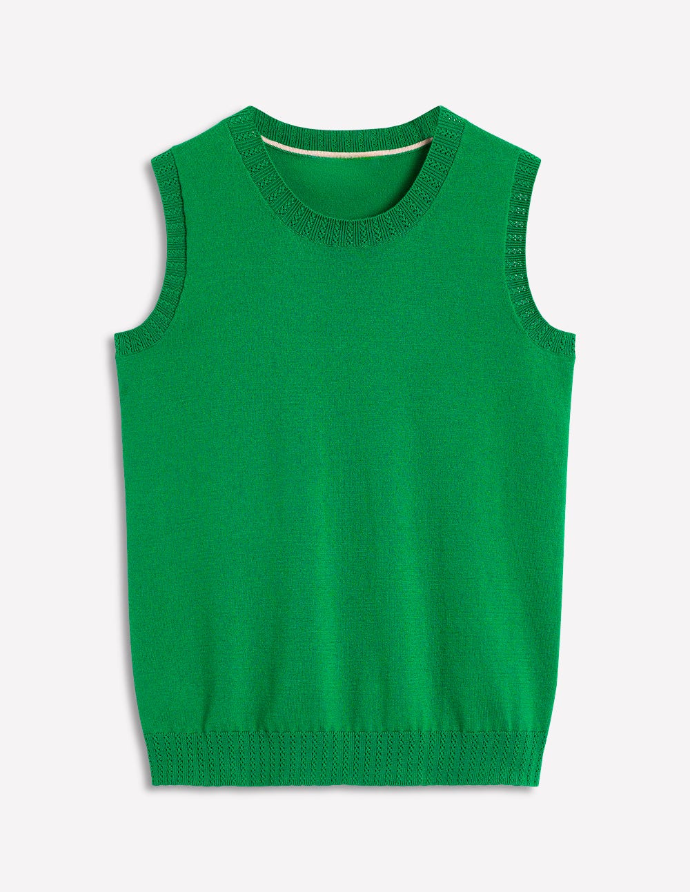 Emilia Cotton Crew Neck Vest-Rich Emerald