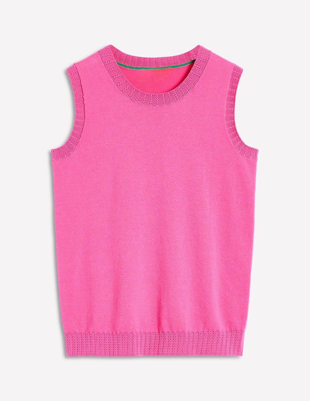 Emilia Cotton Crew Neck Vest-PINK