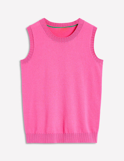 Emilia Cotton Crew Neck Vest-PINK