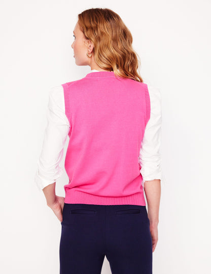 Emilia Cotton Crew Neck Vest-PINK