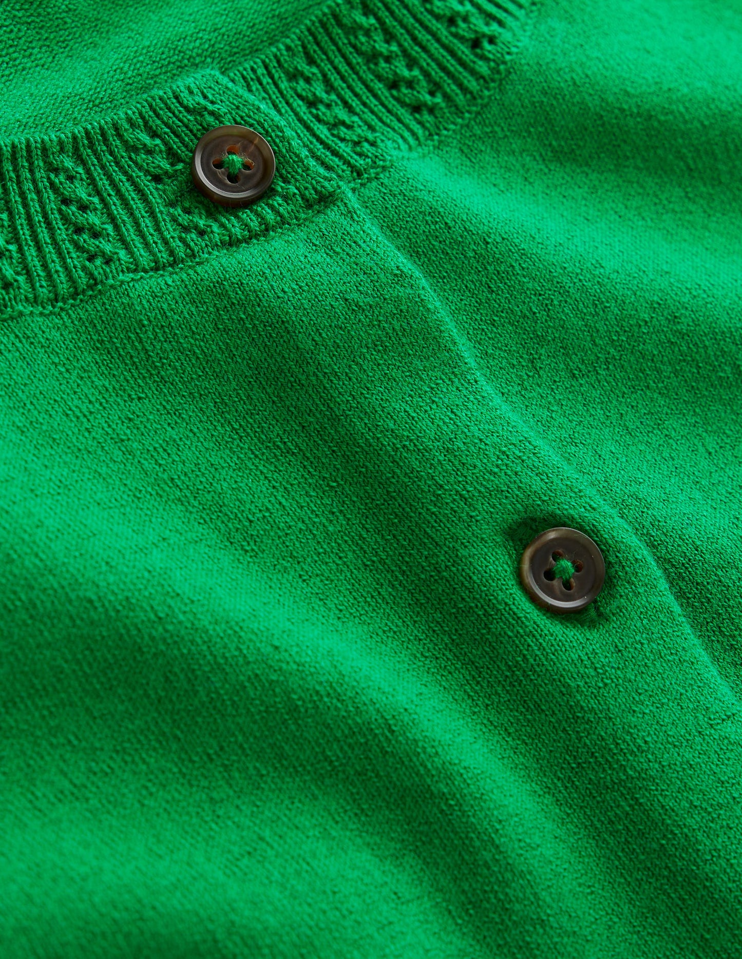 Emilia Cotton Crew Cardigan-Rich Emerald