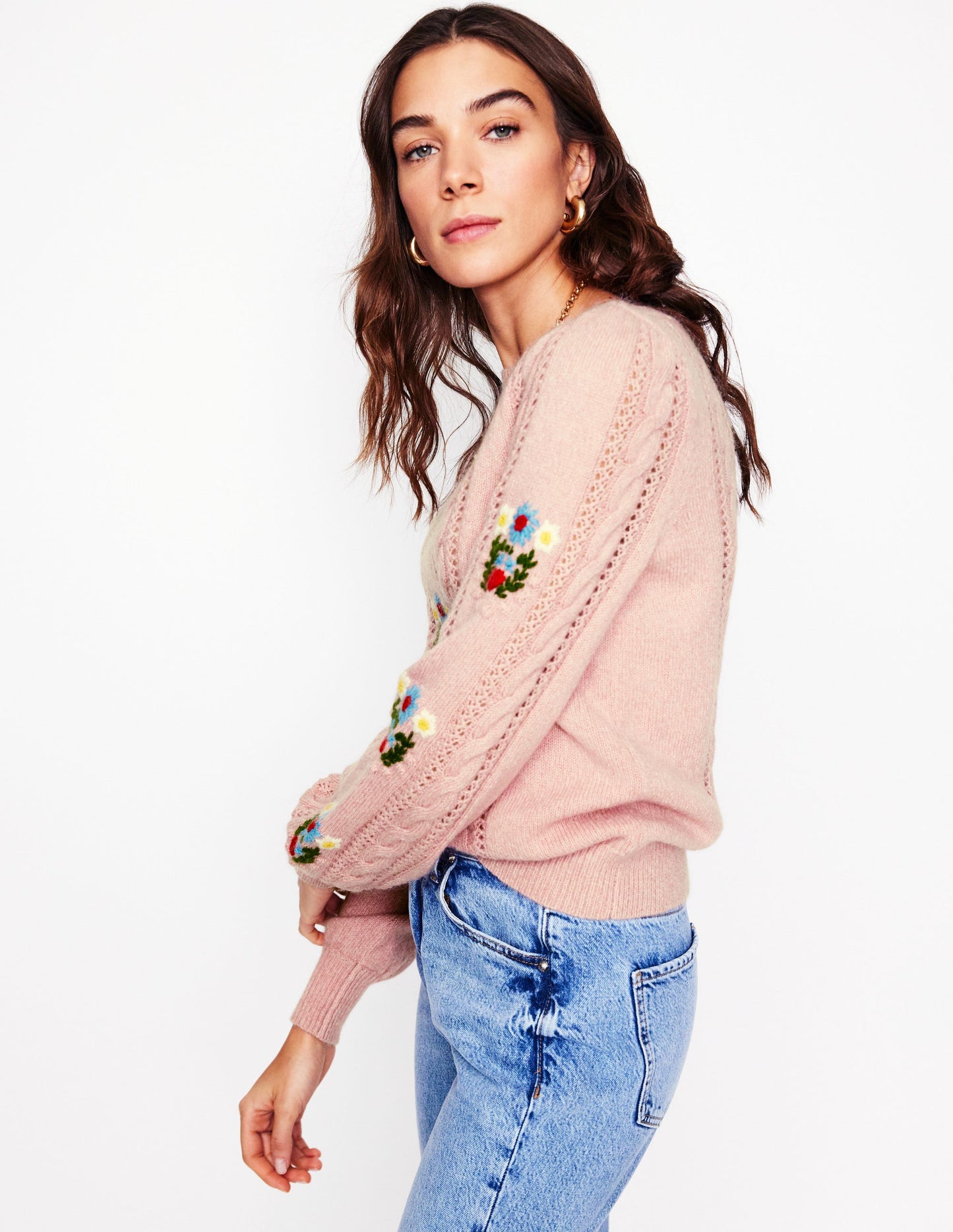 Fluffy Embroidered Sweater-Soft Lavender Pink