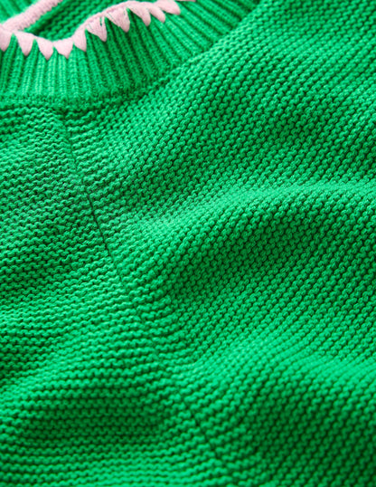 Lena Stitch Detail Sweater-Rich Emerald