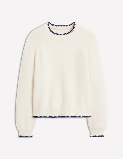 Lena Stitch Detail Sweater-Warm Ivory