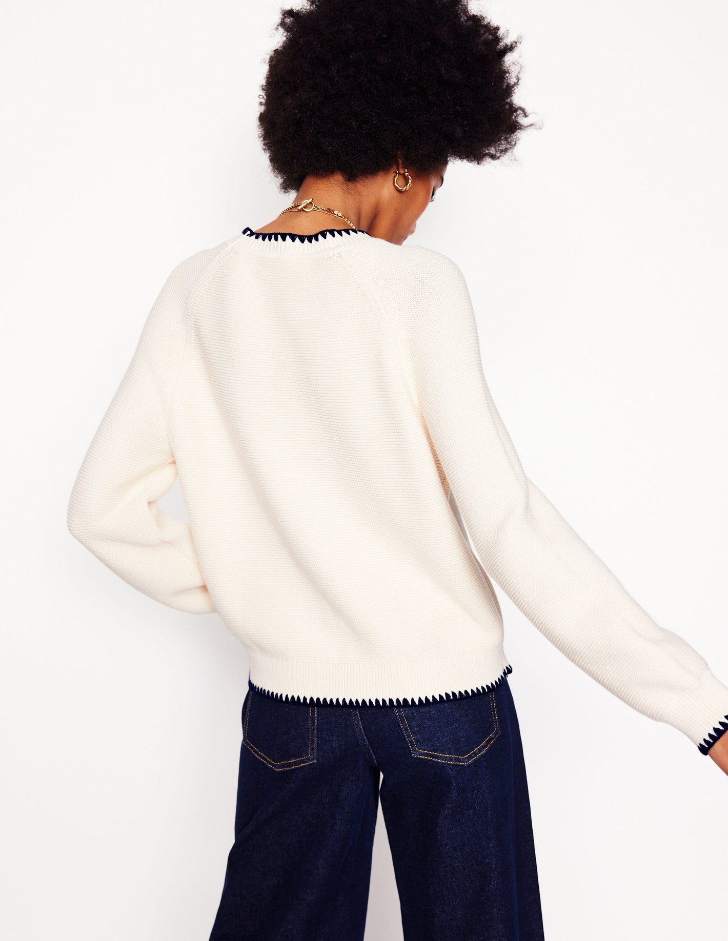 Lena Stitch Detail Sweater-Warm Ivory