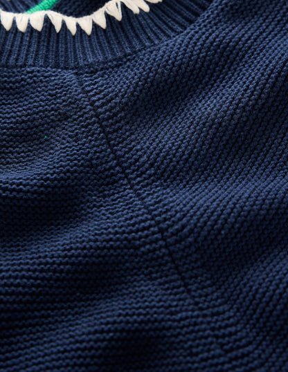 Lena Stitch Detail Sweater-Navy