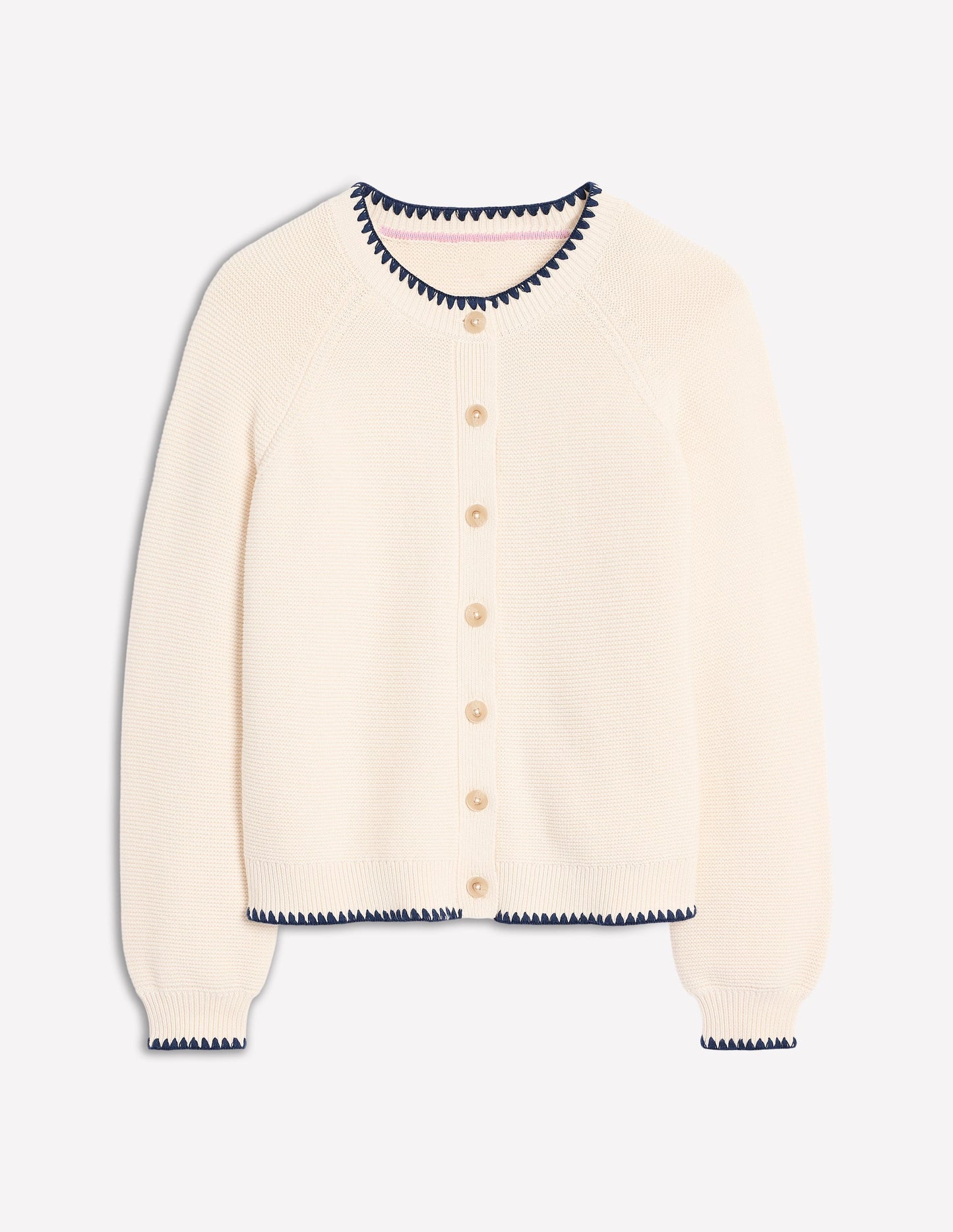 Lena Stitch Detail Cardigan-Warm Ivory