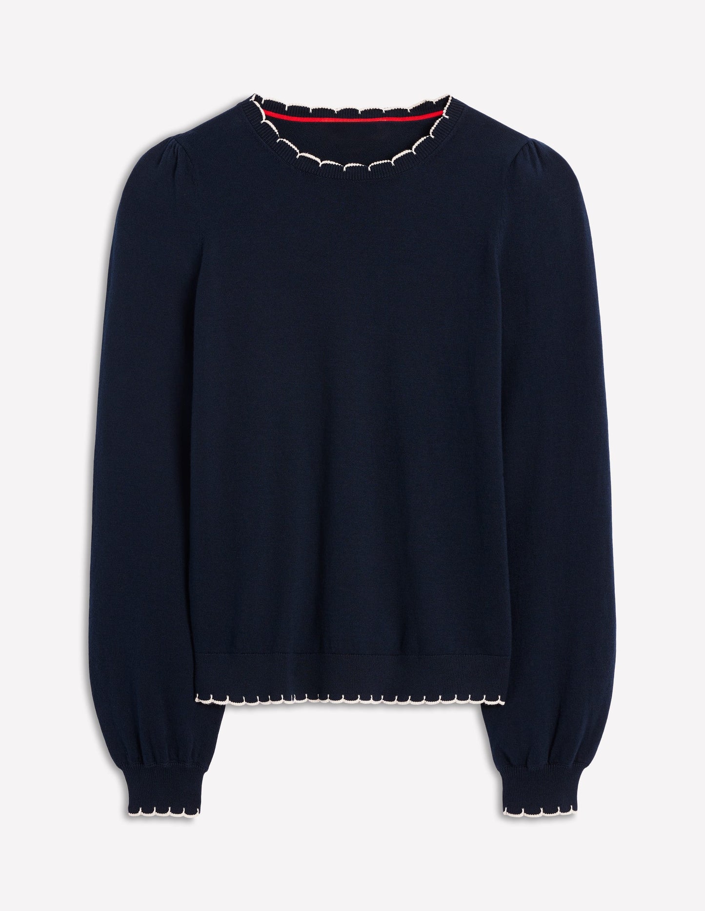 Pru Scallop Trim Sweater-Navy