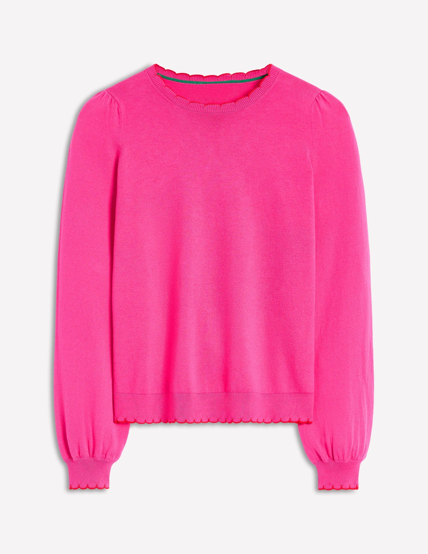 Pru Scallop Trim Sweater-Pink Peony