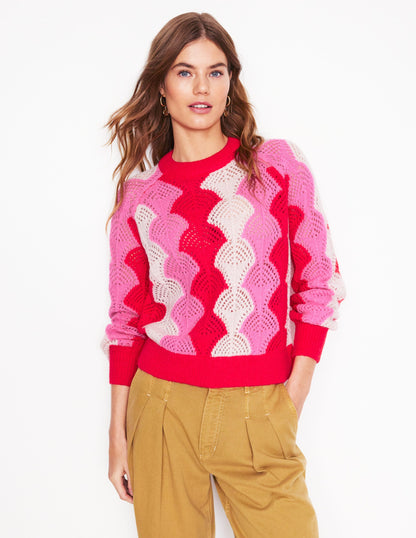 Alice Fluffy Raglan Sweater-Poppy Red/ Chalk/ Tickled Pink