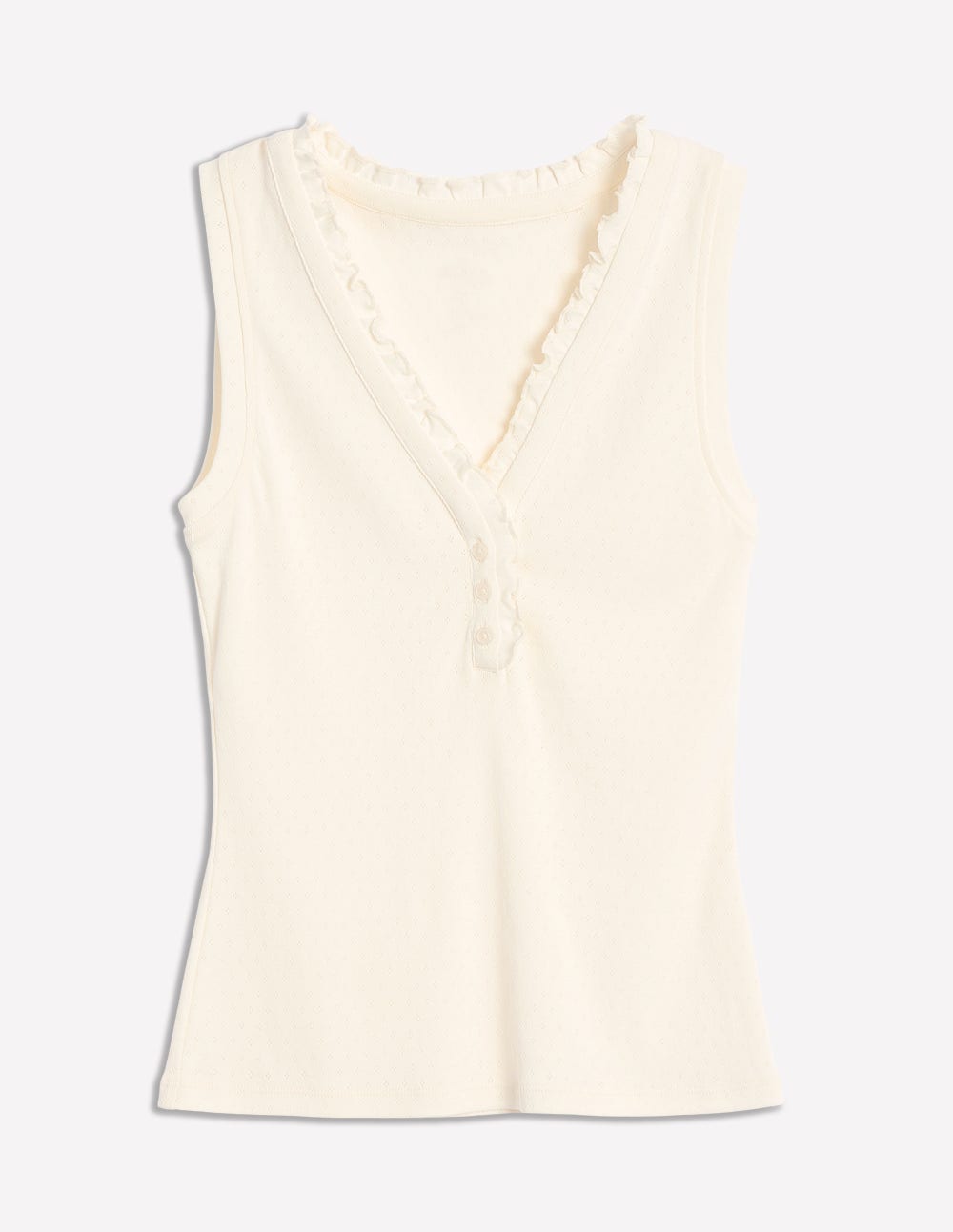 Jersey Henley Pajama Vest-Ivory