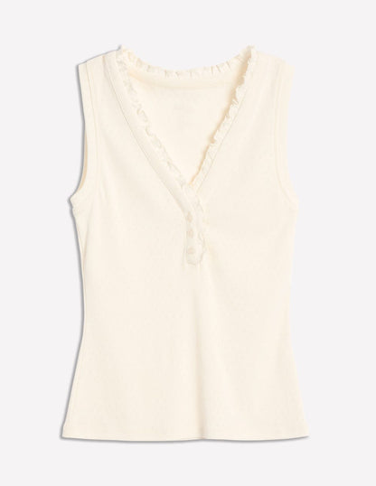 Jersey Henley Pajama Vest-Ivory